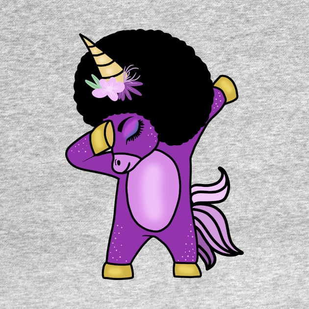 Funny Afro Unicorn Melanin dab dance by dukito